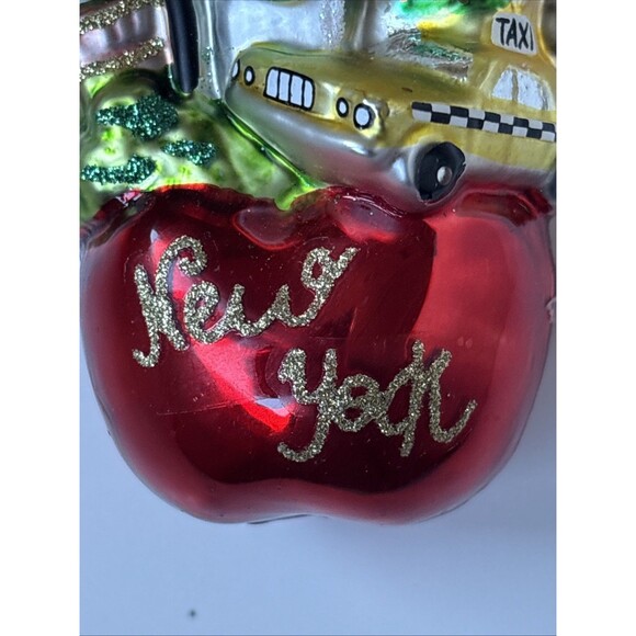EUC The Big Apple New York Landscape Polish Mouth Blown Glass Christmas Ornament - Picture 5 of 11